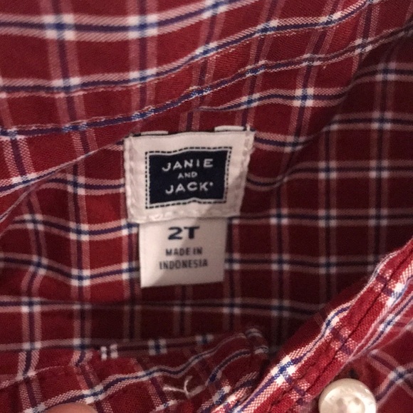 💕HP 11/12💕Janie and Jack Red, navy & white button down shirt - Picture 3 of 3
